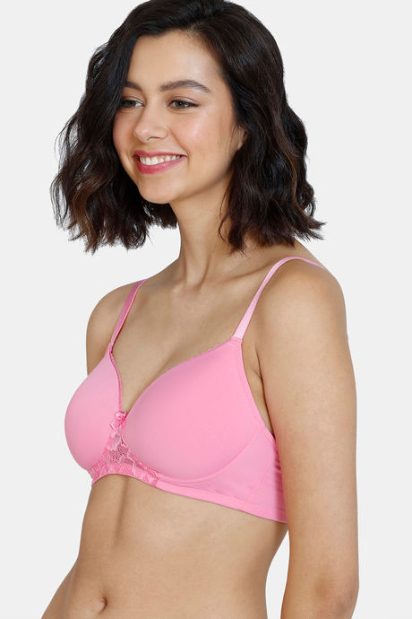 Zivame Beautiful Basics Padded Non Wired 3/4Th Coverage T-Shirt Bra - Pink Cosmos — image 3